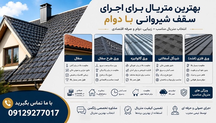 بهترین متریال‌ برای اجرای سقف شیروانی با دوام